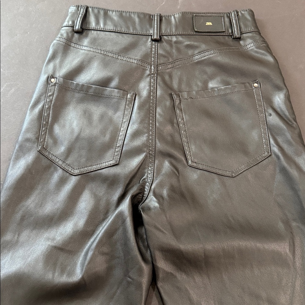 Zara Black Leather Pants 2 - Picture 13 of 16